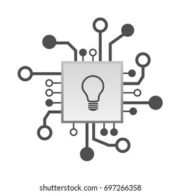 chip minimal bulb l icon. processor ,Network connection