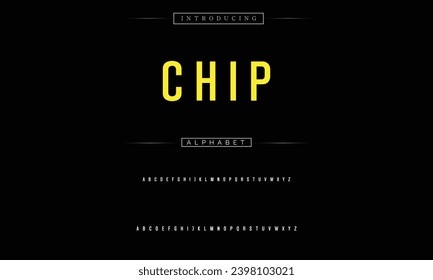 Chip Modern Bold Font. Sans Serif Font. Regular Italic Uppercase Lowercase Typography urban style alphabet fonts for fashion, sport, technology, digital, movie, logo design, vector
