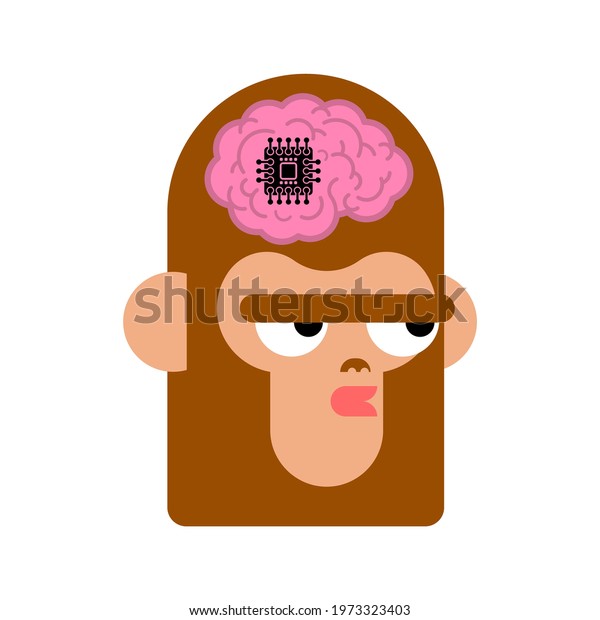 Chip Monkeys Brain Artificial Intelligence Cyborg Stock Vector (Royalty ...