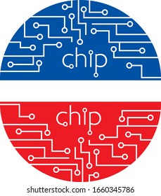 chip, motherboard or technology circuit style logo