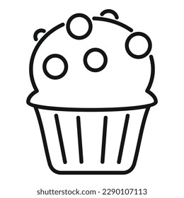 Chip muffin icon outline vector. Cake food. Sweet fresh