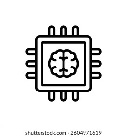 Chip outline icon. processor black line illustration.