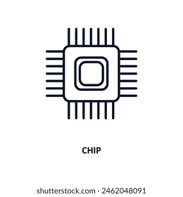 chip outline icon.  Thin line icon from artificial intellegence and future technology collection. Editable vector isolated on white background