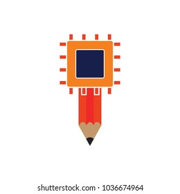 Chip Pencil Logo Icon Design