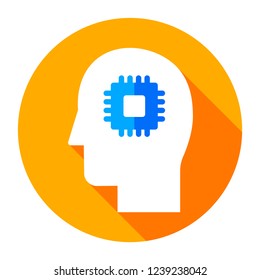Chip people icon. Head with thinking, management, user cpu sign