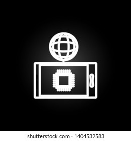 chip in phone neon icon. Elements of intelligence set. Simple icon for websites, web design, mobile app, info graphics