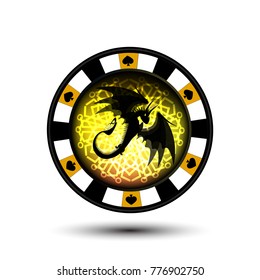 chip poker dragon neon. vector illustration for your design.jar on a white background