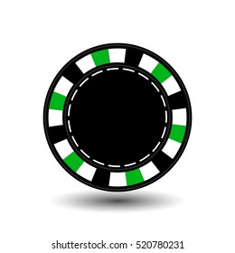 chip for poker green empty and a white dotted line the line. an icon on the white isolated background. illustration eps 10 vector. To use for the websites, design, the press, prints... the websites