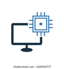 Chip, Processor Icon. Glyph Style Vector EPS.