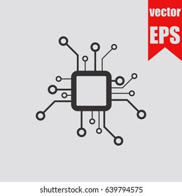 Chip processor icon infographic isolated in flat style.Vector illustration.