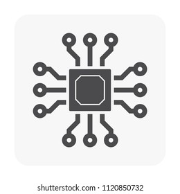 Chip processor icon on white.