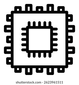 Chip processor icon. Outline chip processor vector icon for web design isolated on white background