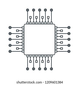 Chip processor line icon. Accessories for digital devices. CPU. Computer architecture, combination of microarchitecture.