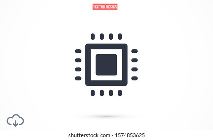  Chip processor line vector icon.  