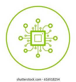 chip processor line vector icon