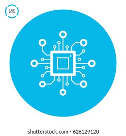 chip processor line vector icon