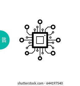 chip processor line vector icon