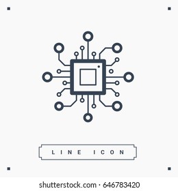 Chip Processor Line Vector Icon