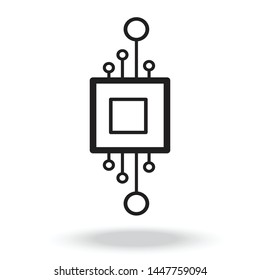 chip processor line vector icon.Microchip cpu icon vector
