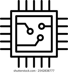 Ícone da linha de tecnologia de processador de chip