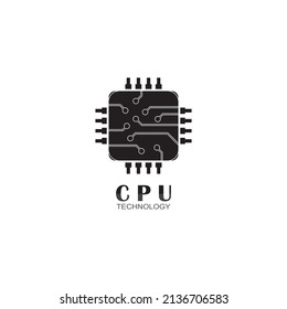 diseño del logotipo de la ilustración del icono del vector del procesador de chips.