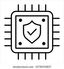 Chip Protection Outline Icon Vector Illustration
