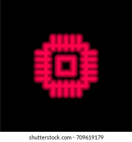 Chip red glowing neon ui ux icon. Glowing sign logo vector