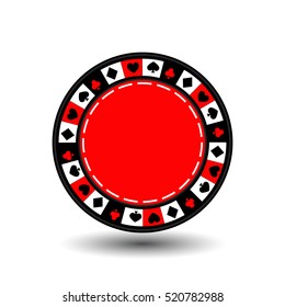 chip red for poker an icon on the white isolated background. illustration eps 10 vector. To use for the websites, design, the press, prints...