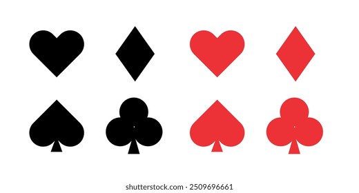 Chip, rummy, and poker card symbols. isolated on white background. Poker casino vector illustration.
