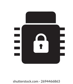 Icono de bloqueo de seguridad de chip y protección de microchip