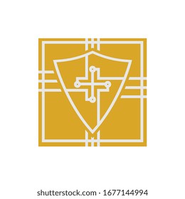 Diseño vectorial del logotipo de circuito de Chip con Shield Plus