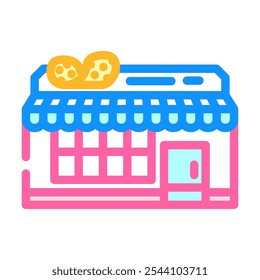 Icono de color de la tienda de chips. Muestra de la tienda de chips. Ilustración de Vector aislado