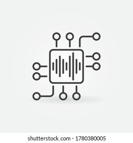 Chip with Sound wave outline vector concept icon or design element