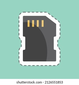 Chip Sticker in trendy line cut isolated on blue background