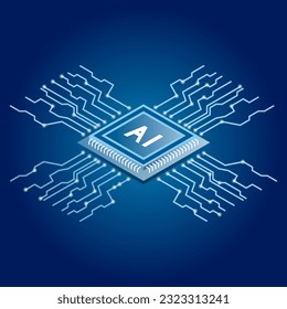 tecnología de aprendizaje de sistemas de chips ai tecnología de inteligencia artificial tecnología moderna Conexión al sistema de internet inalámbrico y a la red que se conecta al mundo futuro. espalda azul
