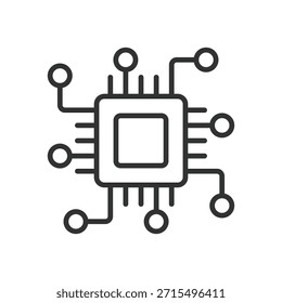 Chip technology icon in line design. microchip, processador, tecnologia de hardware no vetor de fundo branco. Ícone de traçado editável da tecnologia Chip