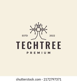 chip tree tech line dots logo design vector graphic symbol icon illustration creative idea