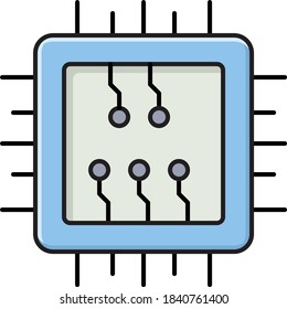 chip vector colour line icon 