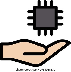 icono de línea de color del vector de chip