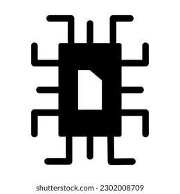 Diseño de iconos de glifos vectores de chip