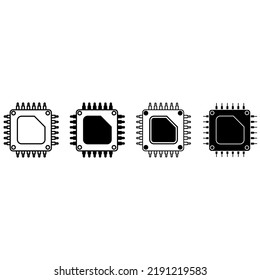 Chip vector icon set. Microchip illustration symbol collection. CPU sign. core logo.