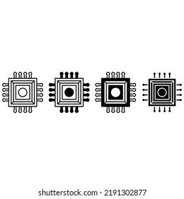 Chip vector icon set. Microchip illustration symbol collection. CPU sign. core logo.