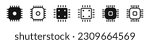 Chip vector icon set. Processor icons. CPU vector icons. Computer chip icon. Microprocessor chip icons.