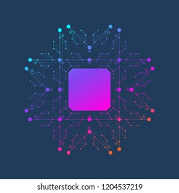 Chip vector illustration icon - computer chip symbol or design element. Computer chip or microchip processor for Artificial Intelligence (AI) concept