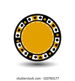 chip yellow for poker an icon on the white isolated background. illustration eps 10 vector. To use for the websites, design, the press, prints...