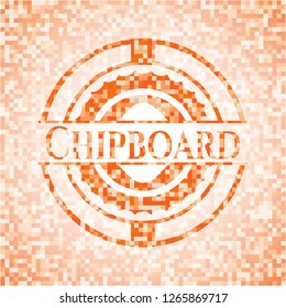 Chipboard orange mosaic emblem