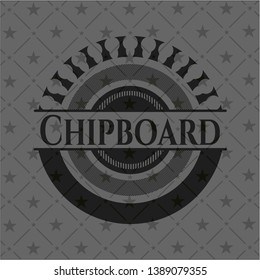 Chipboard realistic black emblem. Vector Illustration. Detailed.