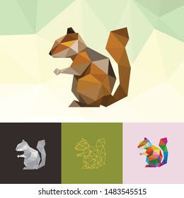 CHIPMUNK ANIMAL PET POP ART LOW POLY LINE LOGO ICON SYMBOL. TRIANGLE GEOMETRIC POLYGON