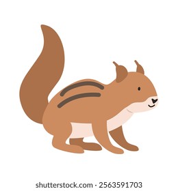 Chipmunk cartoon clipart. Chipmunk or tamias vector illustration in flat style. Hand-drawn wild animal concept