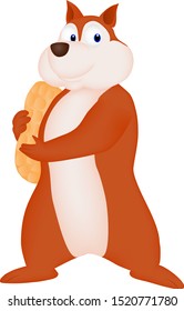 Chipmunk cartoon with peanuts, for winter supplies